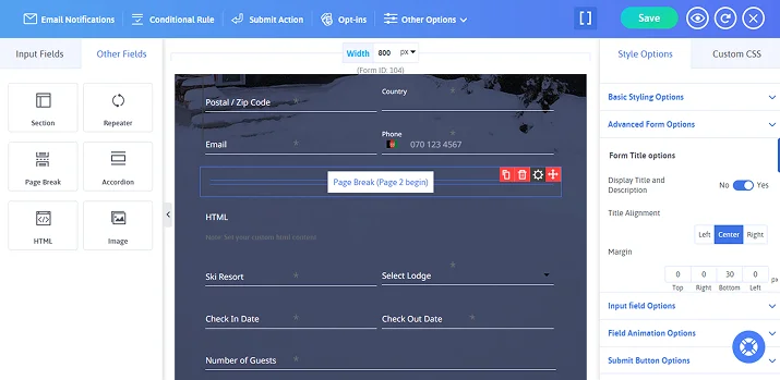 trip details section