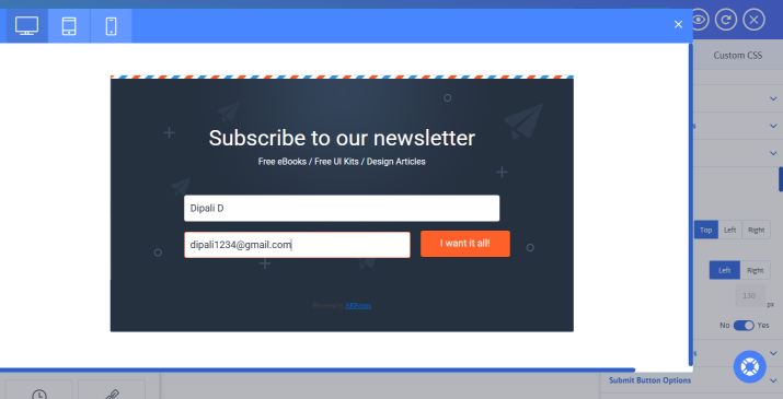 publish mailchimp signup form