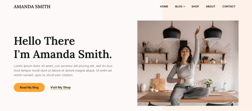 amanda Smith blog homepage theme demo