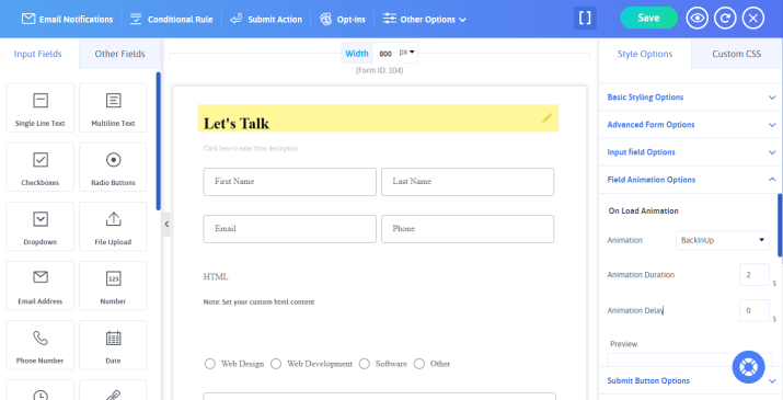 arforms drag-and-drop form builder