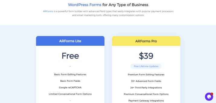 arforms price plan