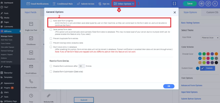 auto save form progress