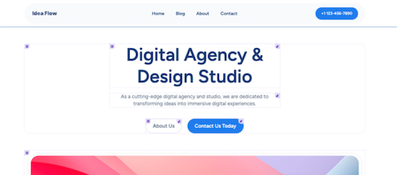 editable content blocks, layout controls and highlighted elements