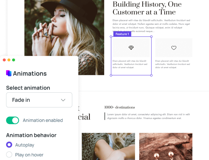 features to make page interactive