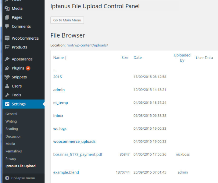 iptanus file upload control panel